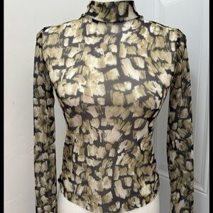 Zara Black and Cream Patterned Blouse
